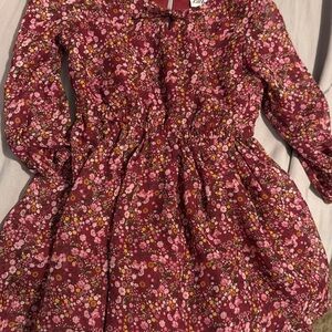 Little Lass Burgundy Floral Kids Dress
